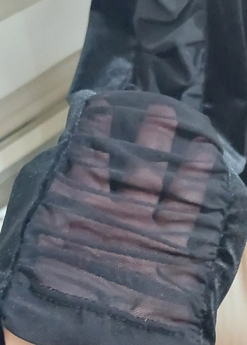 xl Beden Uzun Kollu Siyah kadife elbise