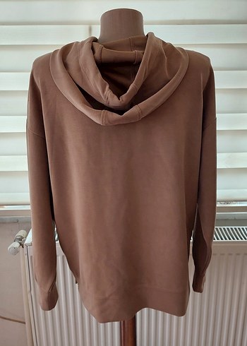 l Beden camel Renk Bej Kapüşonlu Salaş Sweatshirt