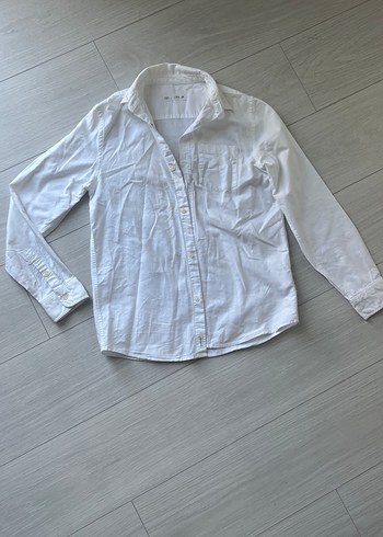 Zara Beyaz uzun Kollu Erkek Çocuk Keten Gömlek