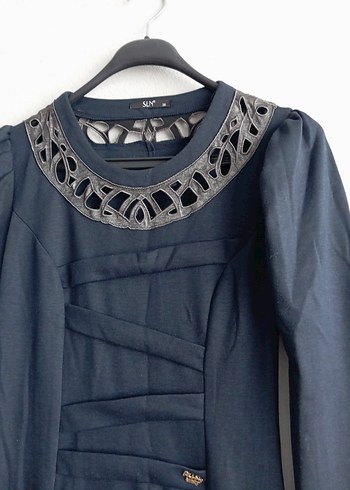 Lacivert Uzun Kollu Elbise - Görsel 4