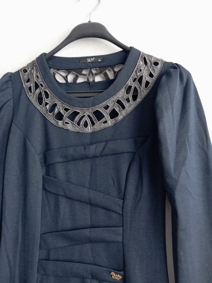 Lacivert Uzun Kollu Elbise - Görsel 4