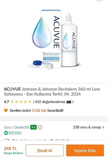 Diğer Acuvue lens solüsyonu