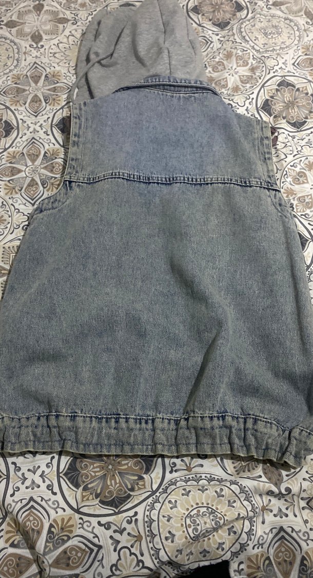 Gri Düğmeli Kadın Kot Yelek - Görsel 2