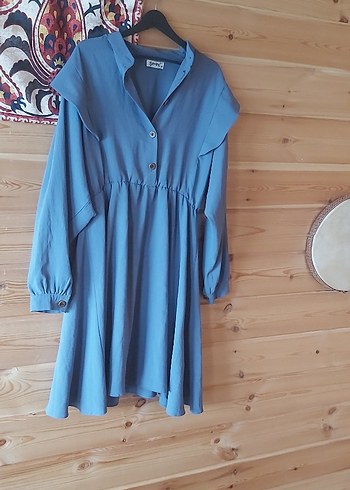 Düğmeli indigo Hamile Kısa Tunik veya elbise - Görsel 4