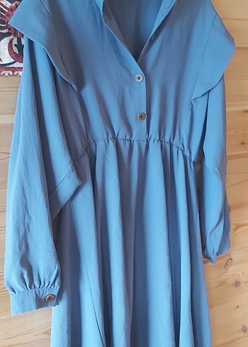 Düğmeli indigo Hamile Kısa Tunik veya elbise - Görsel 5