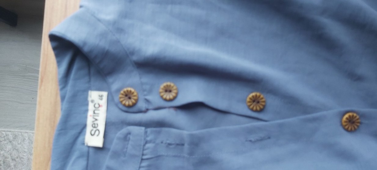 Düğmeli indigo Hamile Kısa Tunik veya elbise - Görsel 2