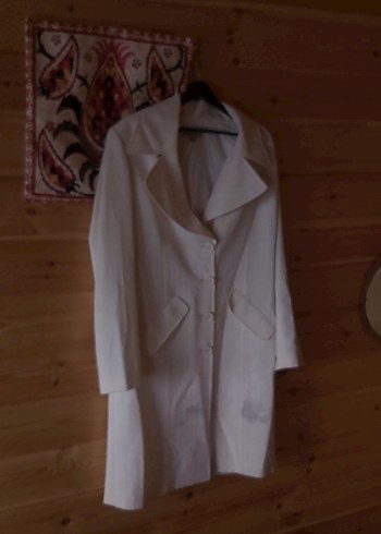 Beyaz Düğmeli kumas ceket - Görsel 2