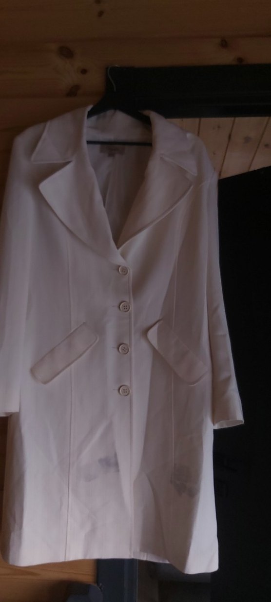 Beyaz Düğmeli kumas ceket - Görsel 4