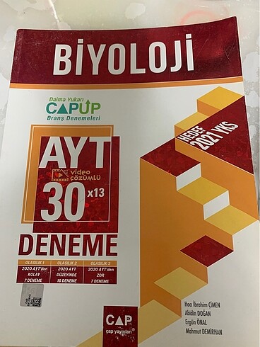 Ayt Biyoloji Çap Yayınları Deneme