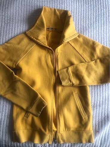 Hardal fermuarli sweatshirt