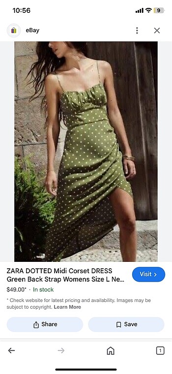m Beden Zara yeşil elbise