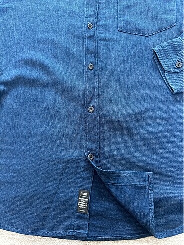 l Beden Mavi denim erkek gömlek L mavi