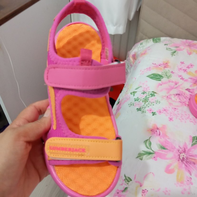 Renkli Kız Çocukları Cırt Cırtlı Terlik - Görsel 3