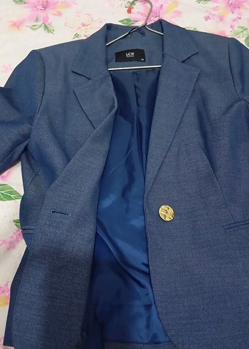 Mavi Düğmeli Kadın Kot Blazer Ceket - Görsel 5