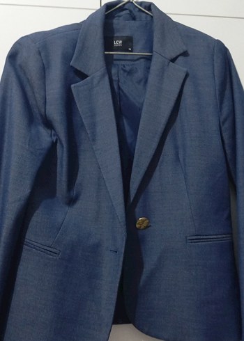 LC Waikiki Mavi Düğmeli Kadın Kot Blazer Ceket