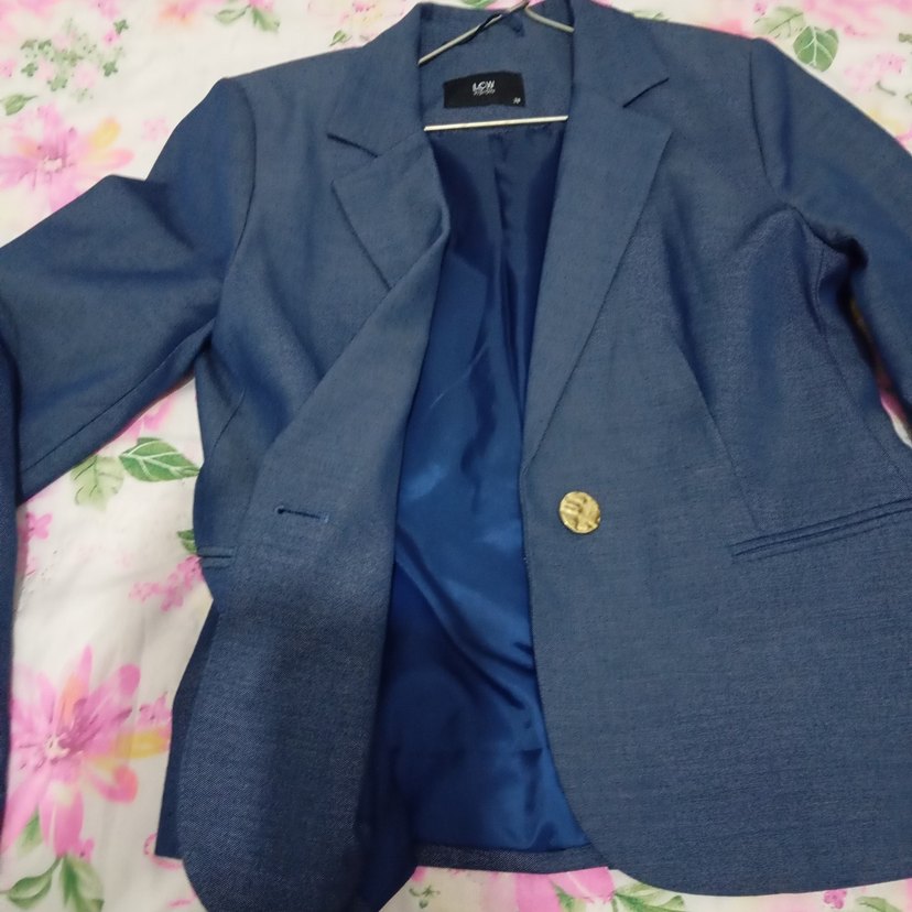 Mavi Düğmeli Kadın Kot Blazer Ceket - Görsel 3