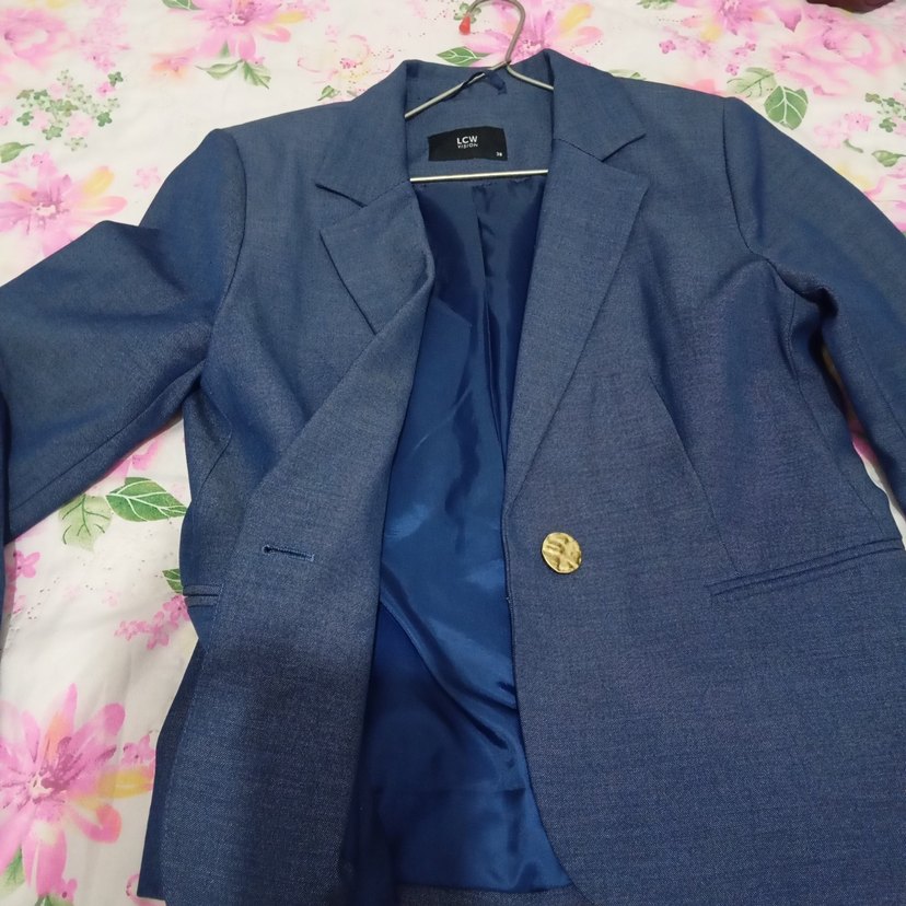 Mavi Düğmeli Kadın Kot Blazer Ceket - Görsel 5