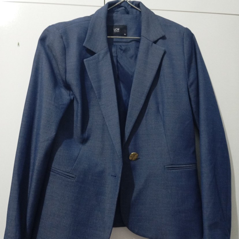 Mavi Düğmeli Kadın Kot Blazer Ceket - Görsel 2