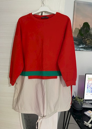 Diğer Turuncu büzgülü bağcıklı sweat tunik