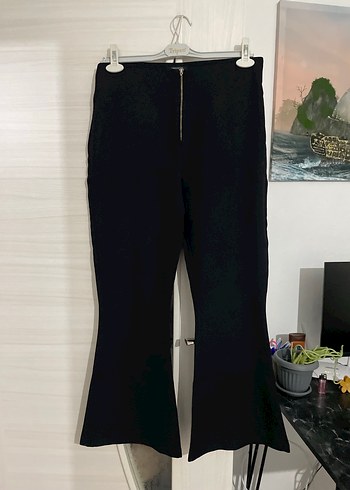Fermuarlı İspanyol Paça Kumaş Pantolon