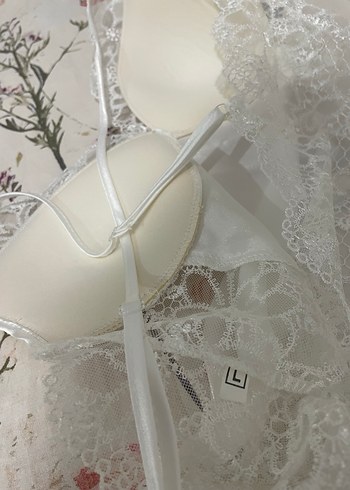 Bride saten dantelli gecelik ve sabahlık seti - Görsel 6