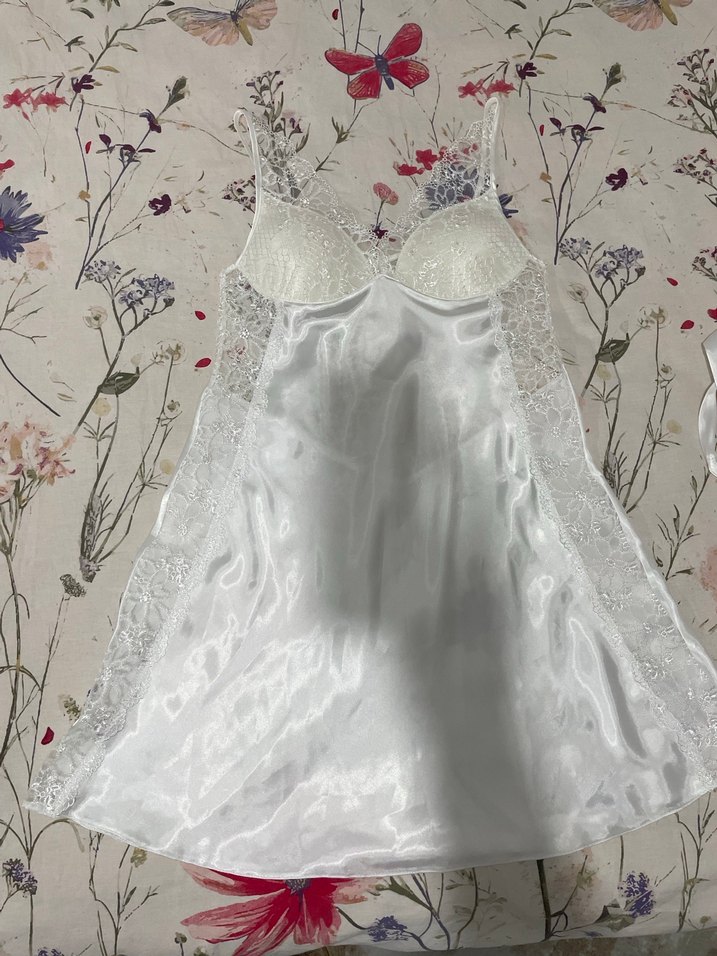 Bride saten dantelli gecelik ve sabahlık seti - Görsel 4