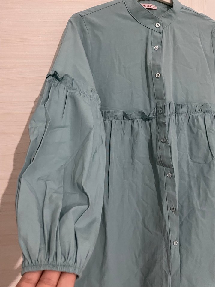 Su yeşili terikoton gömlek - Görsel 3