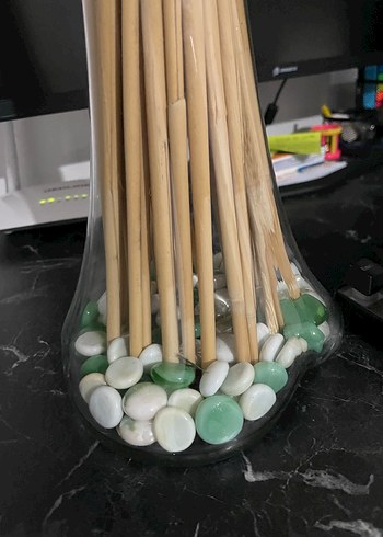 Taşlı Pampaslı Cam Vazo - Görsel 3