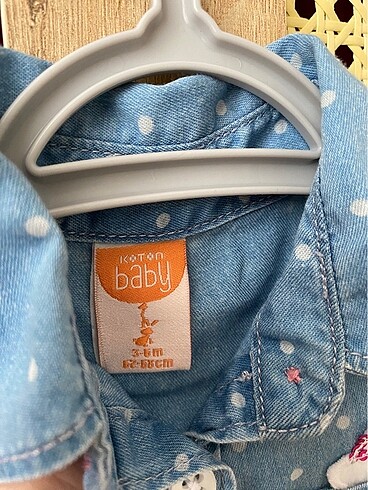 3-6 Ay Beden Kız Bebek Jean Elbise