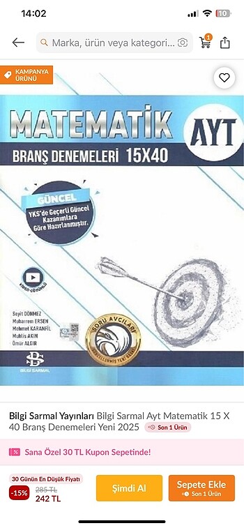 Bilgi sarmalı Ayt matematik deneme