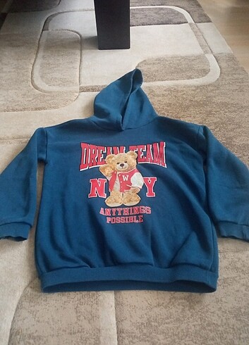 11-12 Yaş Beden Koton kapüşonlu sweatshirt 