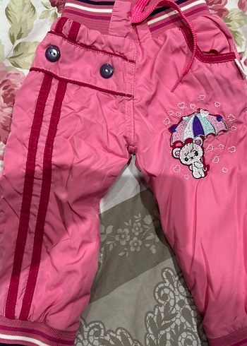 Kız Çocuk Pembe Nakışlı Düğmeli Pantolon