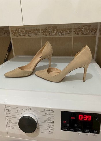 Mango Mango Bej Süet Stiletto Topuklu