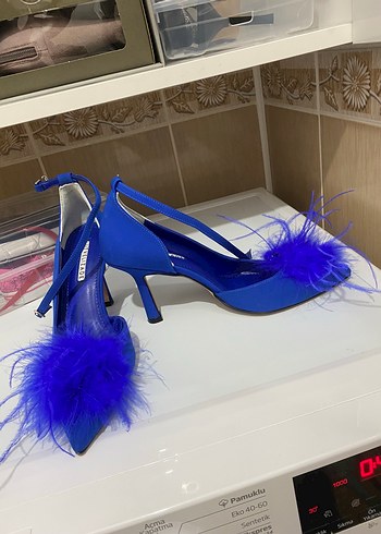 Mavi tüylü stiletto 39
