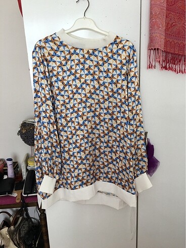 xl Beden Geometrik desen şifon tunik