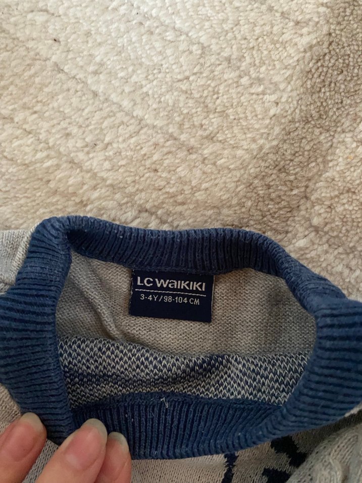 Gri Erkek Çocuk Uzun Kollu Triko Kazak - Görsel 2