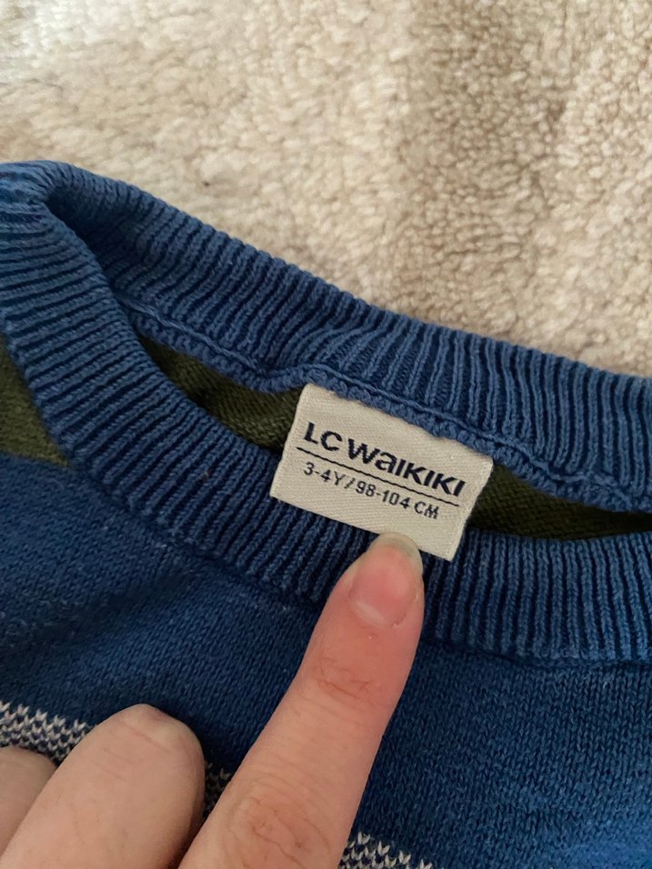 Çizgili Erkek Çocuk Triko Kazak - Görsel 2