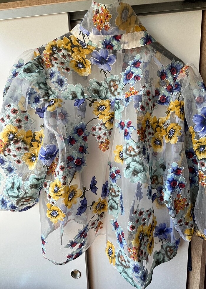 pruva transparan cicekli gomlek - Görsel 2