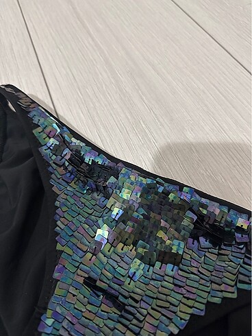 s Beden siyah Renk Siyah Mavi mor pullu payetli bikini altı