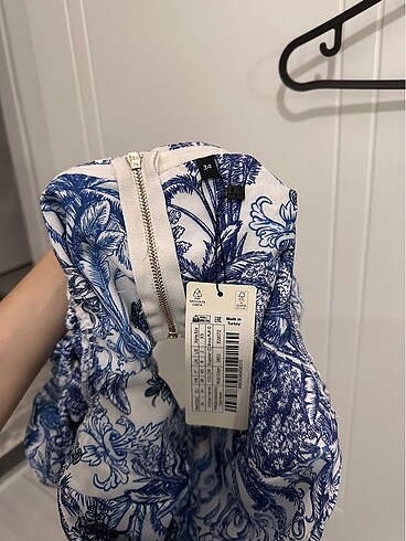 34 Beden mavi Renk Trendyolmilla beyaz mavi crop bluz