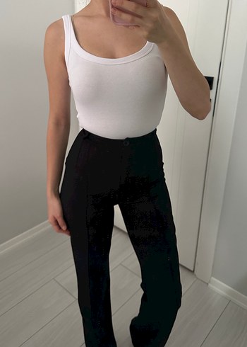 xs Beden Trendyolmilla Düz Siyah Midi Kumaş Pantolon