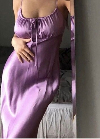 Zara Lila Saten Elbise 