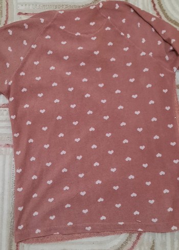 gecelik  Pembe Kalp Baskılı Sweatshirt - Görsel 2