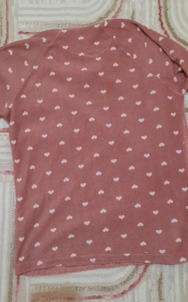 gecelik  Pembe Kalp Baskılı Sweatshirt - Görsel 2