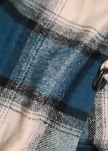 Düğmeli Mavi Gri Kareli Kadın Gömlek - Görsel 4