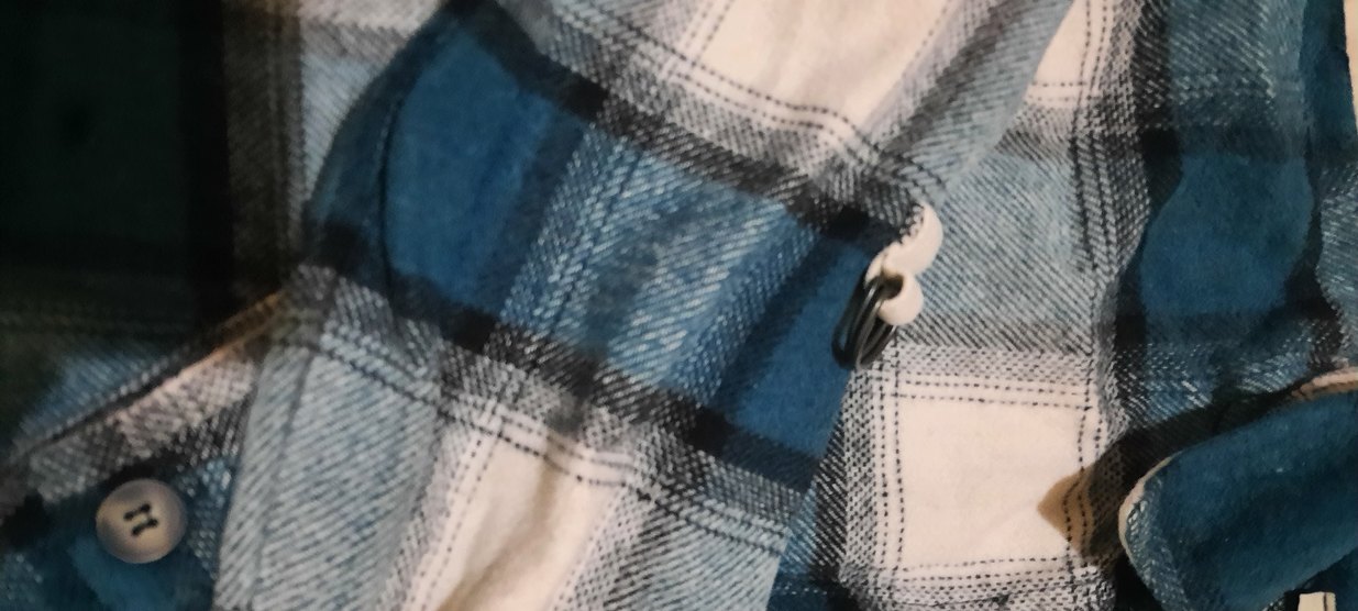 Düğmeli Mavi Gri Kareli Kadın Gömlek - Görsel 4