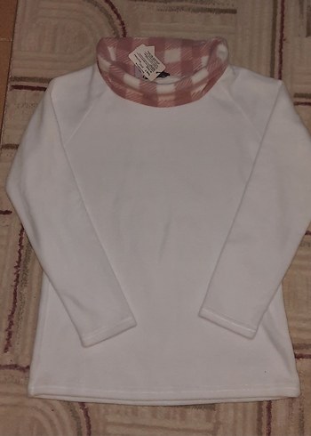 Beyaz Yüksek Yakalı Kız Sweatshirt - Görsel 2