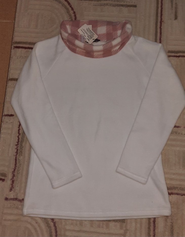 Beyaz Yüksek Yakalı Kız Sweatshirt - Görsel 2