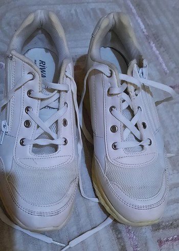 Beyaz Bağcıklı Kadın Spor Ayakkabı - Görsel 5