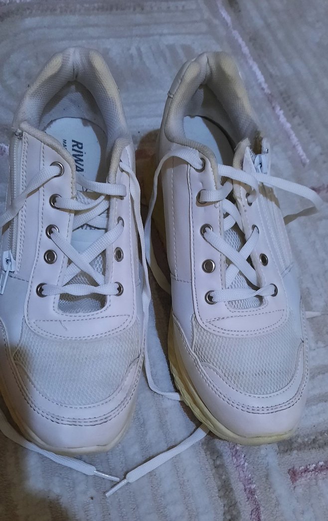 Beyaz Bağcıklı Kadın Spor Ayakkabı - Görsel 5